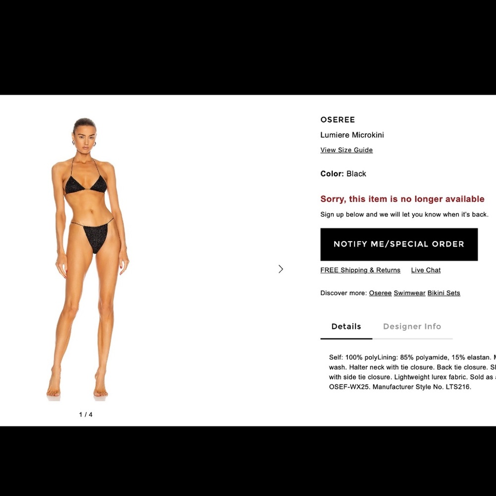 Oseree lumiere black sparkly microkini